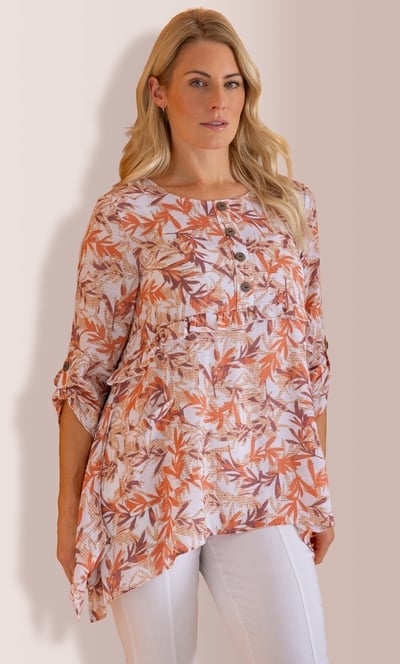 Printed Dipped Hem Tunic Top