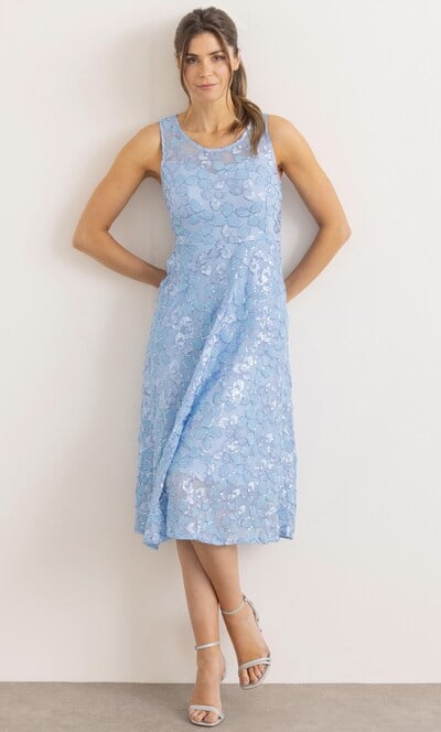 Sleeveless Sequin Mesh Dress