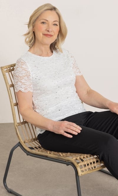 Anna Rose Shimmer Lace Top