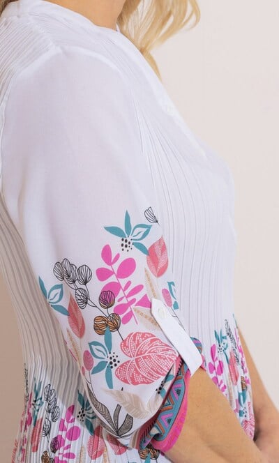 Anna Rose Border Print Pleated Top