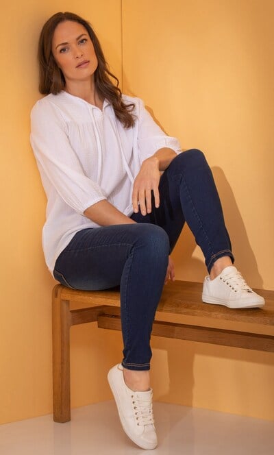 Textured Tie Neck Top