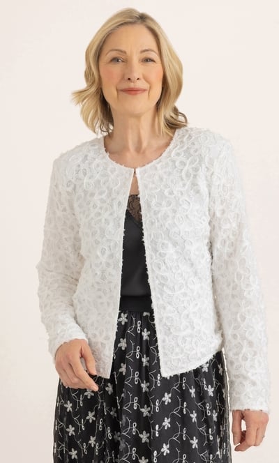 Anna Rose Textured Floral Lace Peplum Jacket