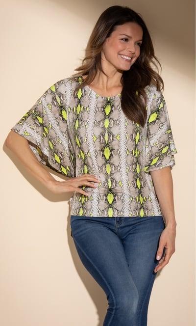 Snake Skin Print Top With Side Ties