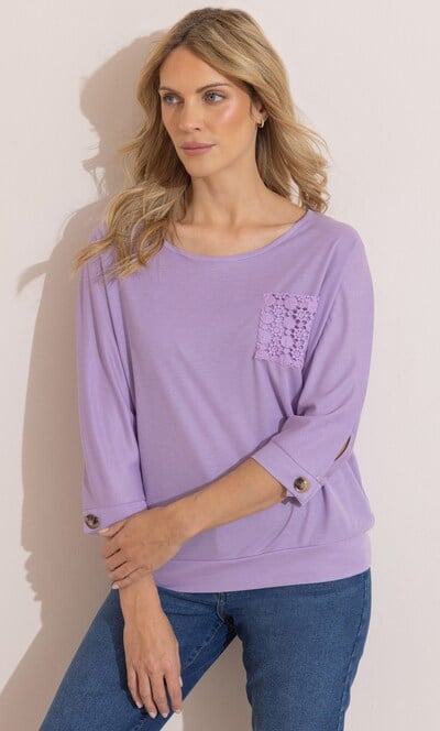 Lace Pocket Jersey Top