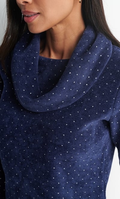 Anna Rose Embellished Cowl Neck Chenille Jumper