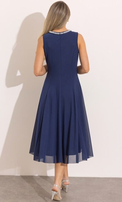 Embellished Sleeveless Mesh Midi Dress