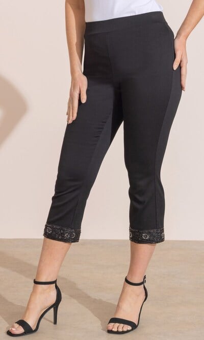 Embellished Pull On Capri Trousers