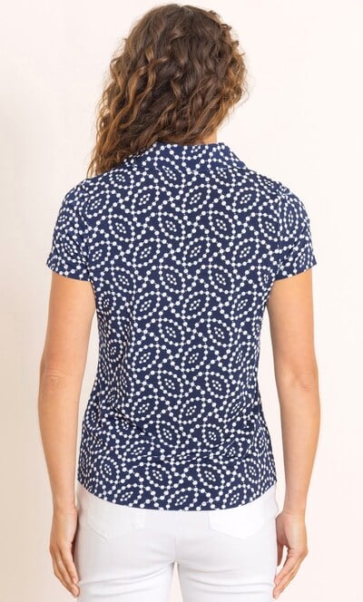 Anna Rose Spot Print Polo Top