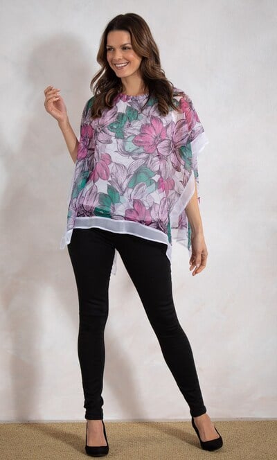 Embellished Printed Chiffon Top