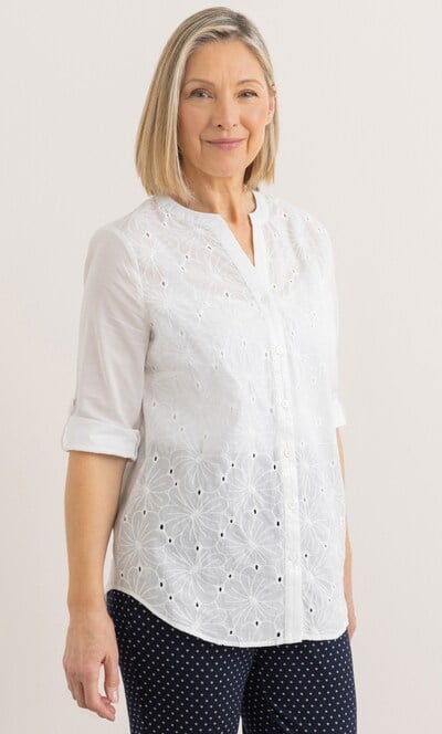 Anna Rose Embroidered And Sequin Cotton Blouse