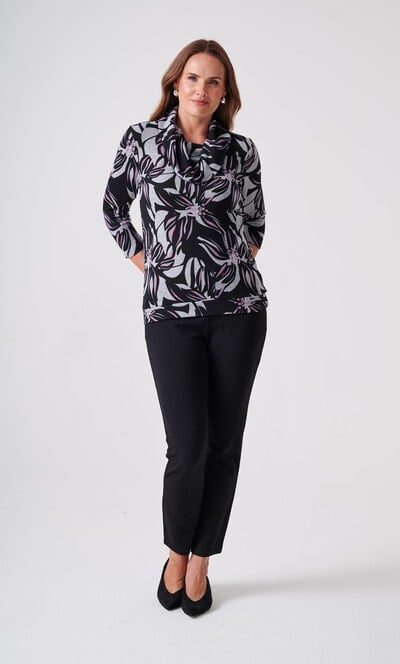 Anna Rose Printed Cowl Neck Top