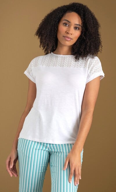 Lace Trim Jersey Top