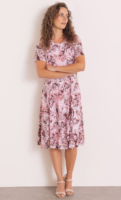 Anna Rose Printed Lace Panelled Dress