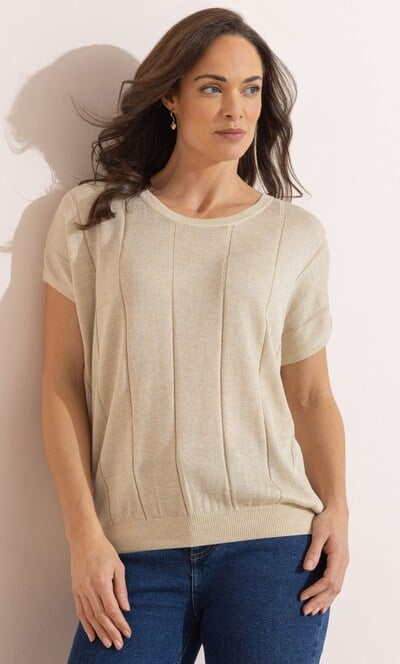 Shimmer Short Sleeve Knit Top