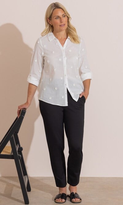 Anna Rose Floral Applique Cotton Blouse