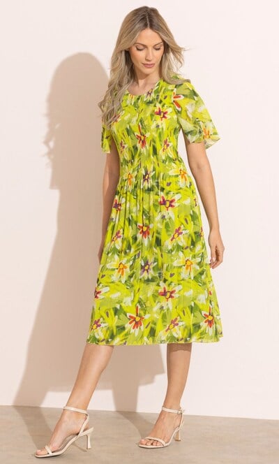 Floral Print Pleated Dress