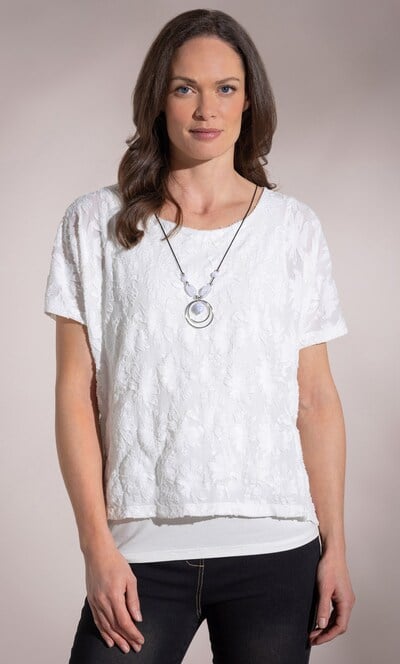 Layered Floral Top With Necklace