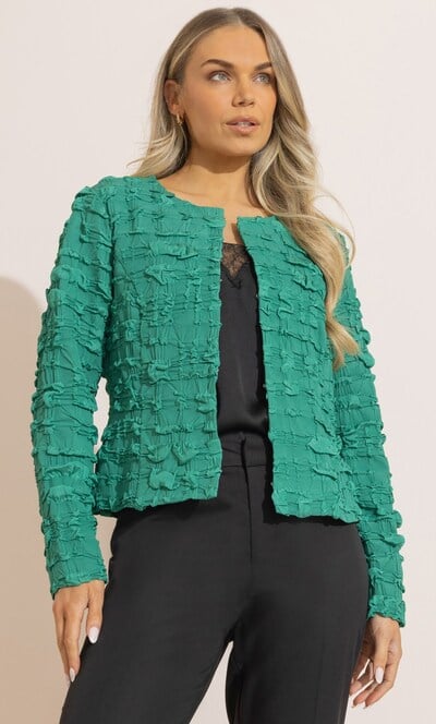 Textured Collarless Jacket