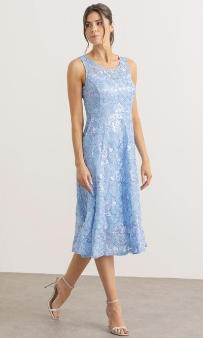 Sleeveless Sequin Mesh Dress