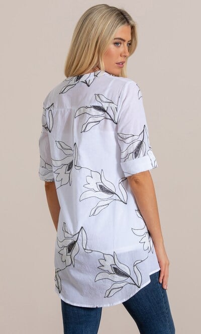 Shimmer Embroidered Cotton Shirt