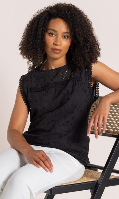 Broderie Sleeveless Cotton Top