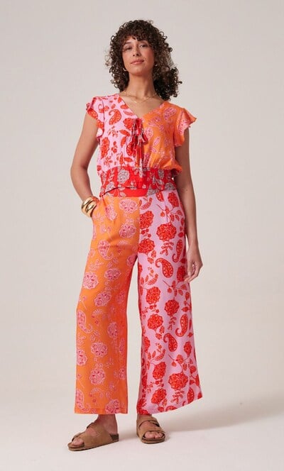 Paisley Printed Wide Leg Trousers