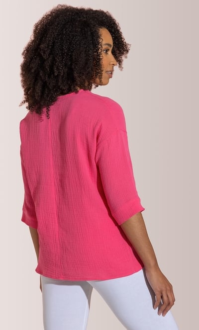 Loose Fit Textured Cotton Top With Necklace