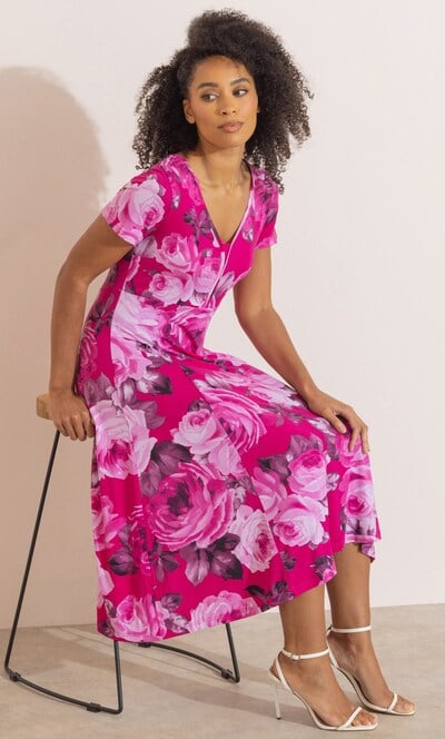 Bouquet Print Short Sleeve Dress