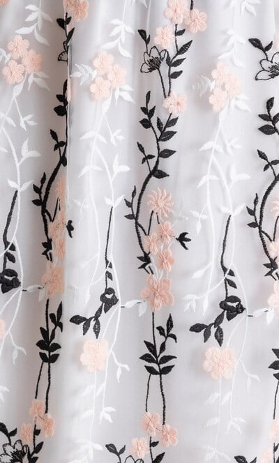Botanical Embroidered Mesh Pull On Skirt