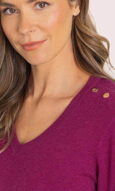 V Neck Stud Trim Jumper