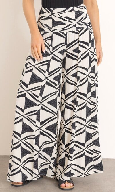 Printed Wide Leg Palazzo Trousers