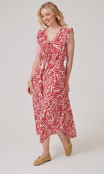 Printed Smocked Waist Midaxi Dress