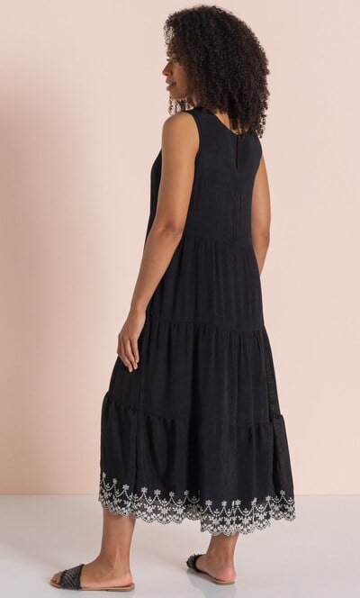 Embroidered Tiered Midi Dress
