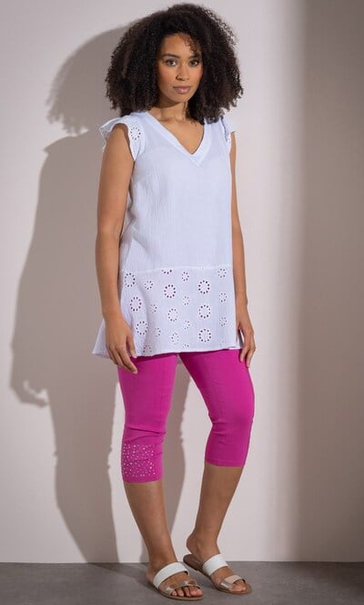 Embroidered Back Tie Cotton Tunic