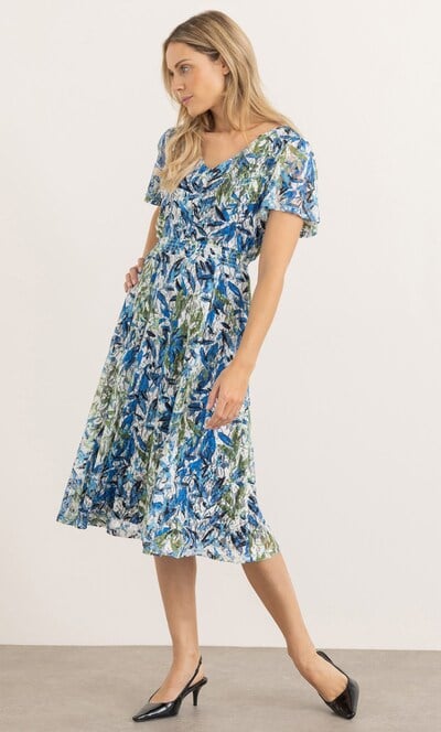Leaf Printed Floral Lace Dress