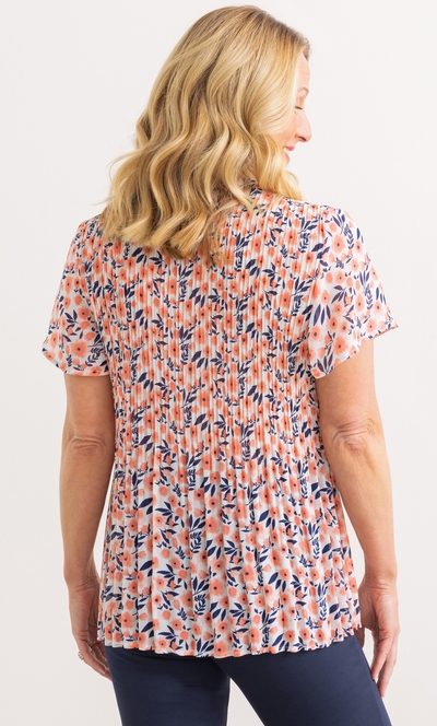 Anna Rose Floral Print Pleated Blouse