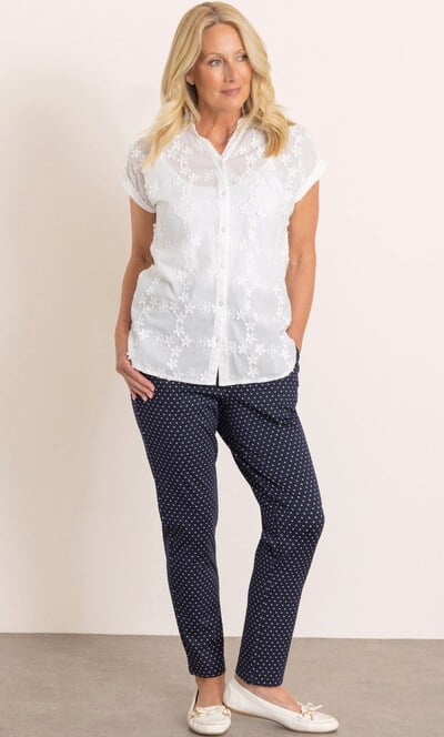 Anna Rose Cotton Applique Blouse