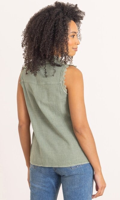 Stone Wash Cotton Tie Top