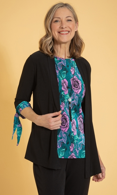 Anna Rose Mock Two Piece Set With Necklace