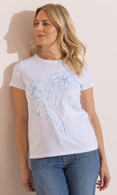 Anna Rose Floral Applique T-Shirt