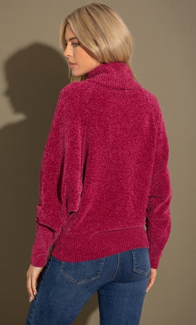 Cowl Neck Batwing Sleeve Chenille Jumper
