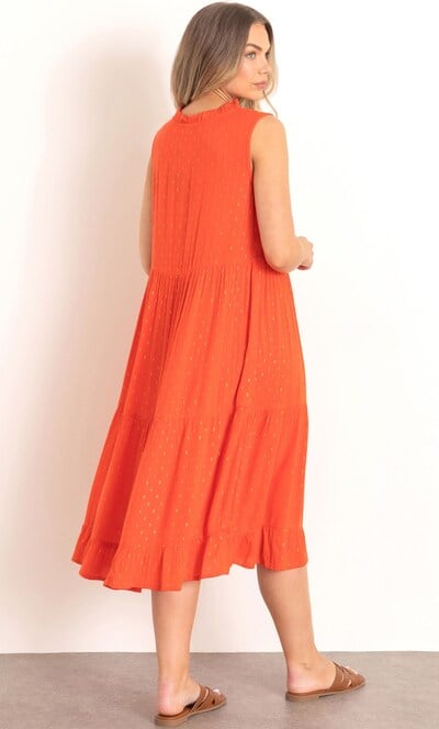 Sleeveless Crinkle Metallic Midi Dress