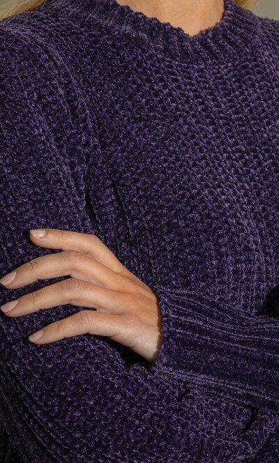Blouson Sleeve Chenille Knitted Top