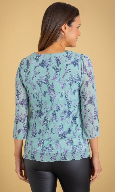 Floral Print Layered Mesh Top