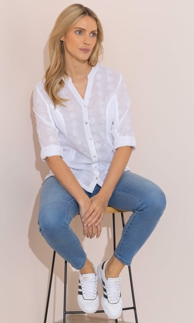 Embroidered Fitted Cotton Ribbed Shirt