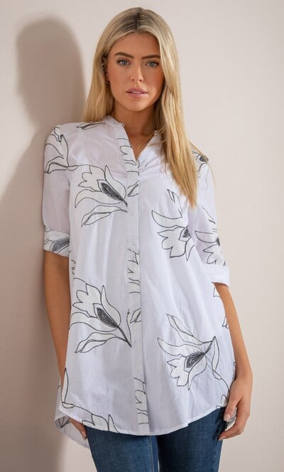 Shimmer Embroidered Cotton Shirt