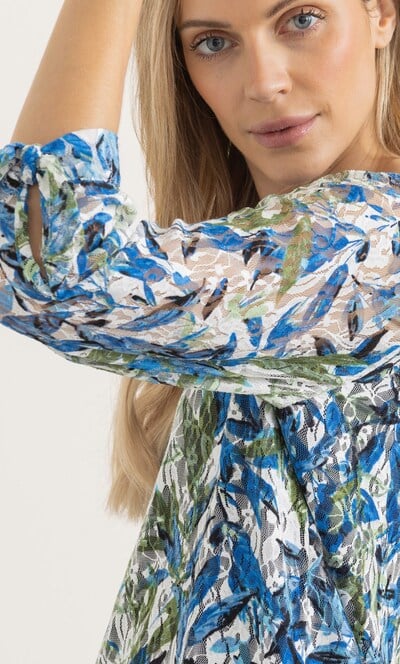 Leaf Printed Lace Top