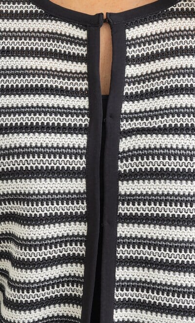 Striped Edge To Edge Crochet Jacket