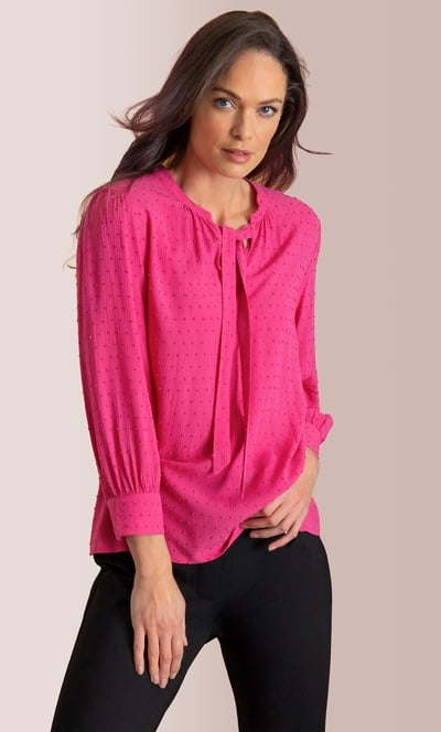 Textured Tie Neck Top
