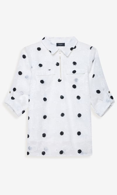 Embroidered Polka Dot Blouse